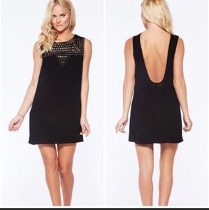 L*Space Paradise Dress or Swim Cover, Applique Lacy Detail Black S